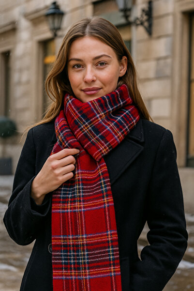 Luminos Butik Woman red line patterned scarf - shawl 70x180 cm sal1202