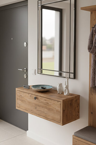 BAGAX Tek Kapaklı Modern Dresuar Antre Hol Dekoratif Dresuar Mobilya 60 CM