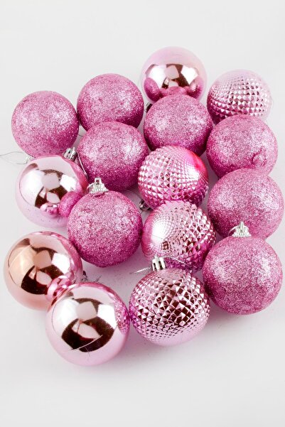 ZERO LAND Nrzsnt 16 Pieces Luxury Pink Colorful Cute Ball Christmas (101640) Tree Ornament-Pink
