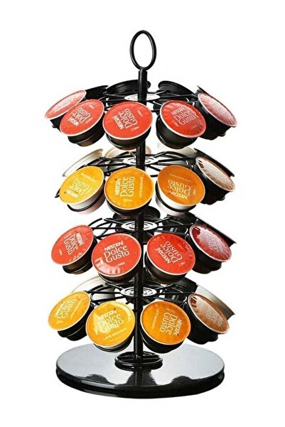 OASISWJ رف دوار لتخزين كبسولات القهوة من الفولاذ المقاوم للصدأ بأربع طبقات