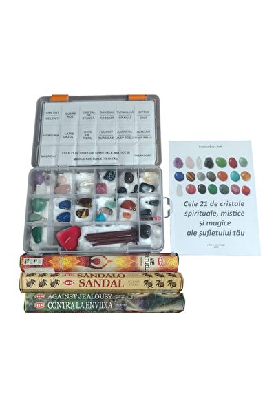 astromagie 21 natural crystals and explanatory book in Romanian – complete kit