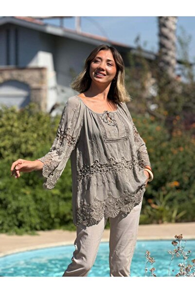 Punta Otantik NC2428 Ιταλική κλασική μεταξωτή μπλούζα βιζόν