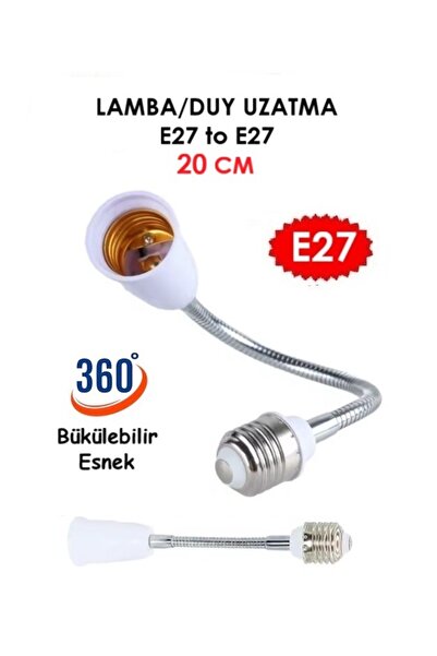 Vwin Lamba / Duy Uzatma 20 CM Esnek Bükülebilir 360 Derece E27 To E27