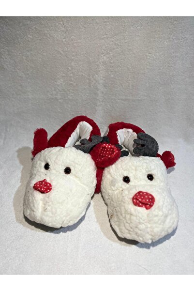 Yılbaşı Hediyesi Yılbaşı yeniyil panduf geyikli peluş kırmızı panduf