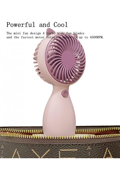 MaffStuff Pink portable fan 15.5x7 cm with Lithium-Ion battery and silent motor