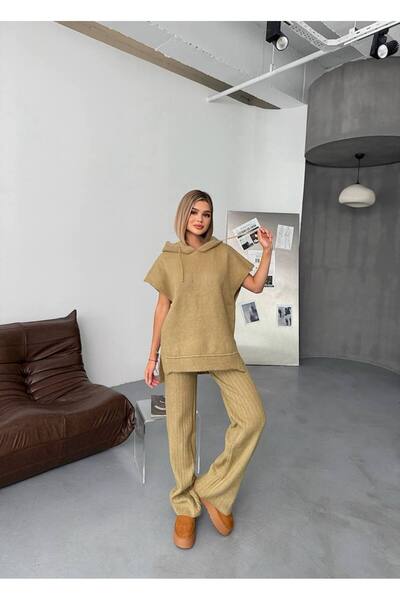 KECHİ WOMAN Hooded Sleeveless Knitwear Set