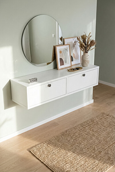 BAGAX Çift Kapaklı Modern Dresuar Antre Hol Dekoratif Dresuar Mobilya 90 CM