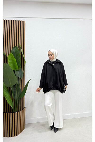 BURCU TESETTÜR Suede Coat with Front Placket