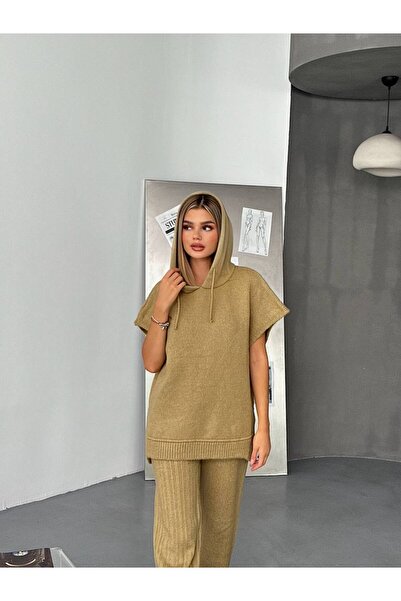 KECHİ WOMAN Hooded Sleeveless Knitwear Set