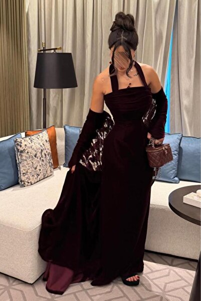 kadina Royal Burgundy Velvet Dress