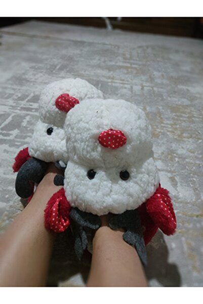 Yılbaşı Hediyesi Yılbaşı yeniyil panduf geyikli peluş kırmızı panduf