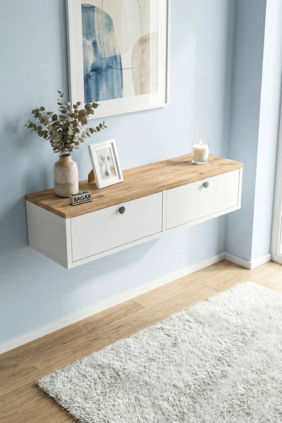 BAGAX Çift Kapaklı Modern Dresuar Antre Hol Dekoratif Dresuar Mobilya 90 CM