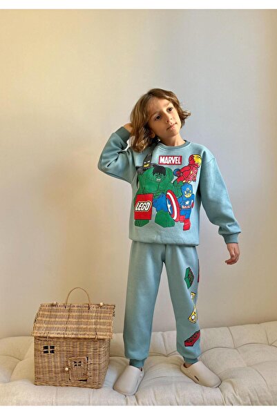 RAPAPA Set de trening pentru băieți cu imprimeu 3 Thread Ş cu căptușeală din ...