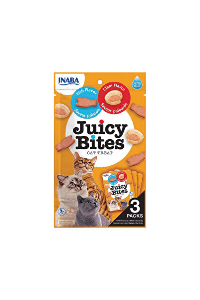 Inaba قطع جوسي بايتس بنكهة السمك والمحار، 3 قطع/عبوة