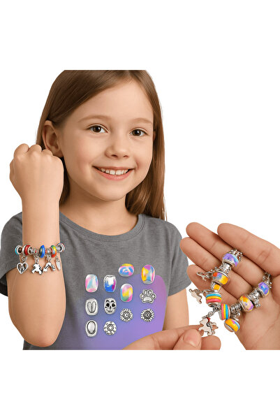 OferteTop Set de Confecționat Brățări Colorate cu Mărgele, Pandantive și Acce...