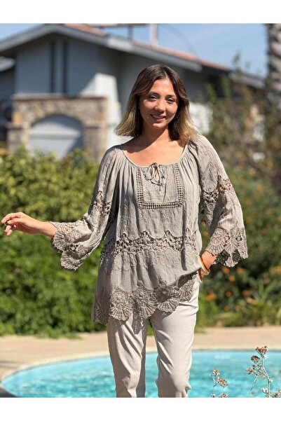 Punta Otantik NC2428 Ιταλική κλασική μεταξωτή μπλούζα βιζόν