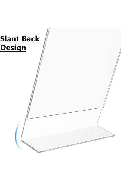 Slasa 6-Pack A4 Acrylic Sign Holders 21×8×29.7 cm – Clear Slanted Display Stands
