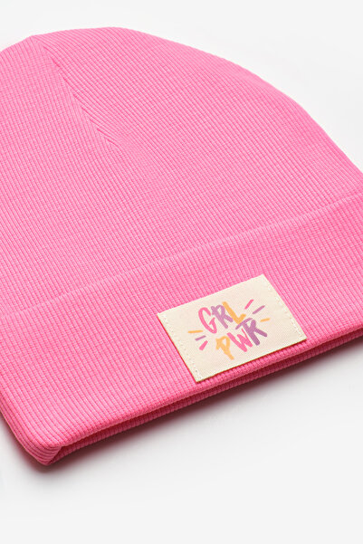 Le Mabelle Fuchsia Girl Power Motto Children's Beanie