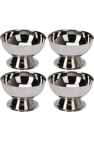 Excellent Houseware Set of 4 EH ice cream cups, stainless steel, 9 x 6 cm