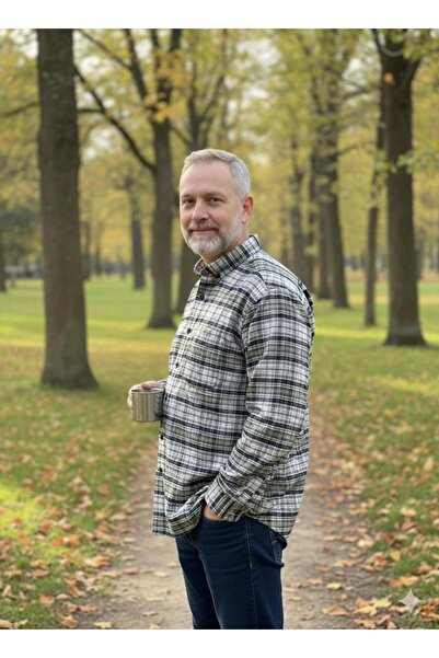 ALBERTO MALDİNİ Classic Single Pocket Wool Dad Shirt