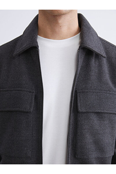 LC Waikiki Vision Anthracite Standard Fit Shirt Collar Men's Cashmere Coat