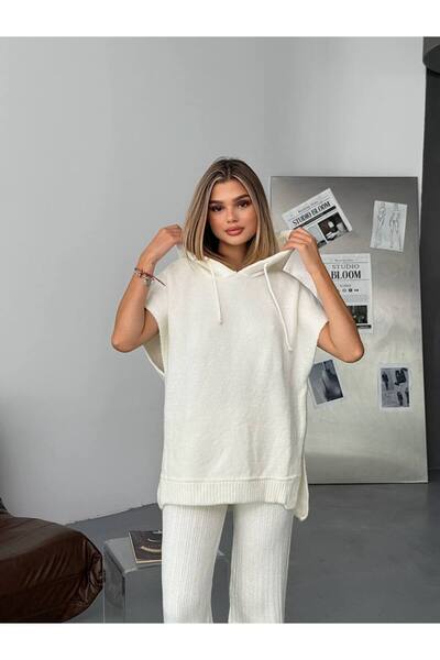 KECHİ WOMAN Hooded Sleeveless Knitwear Set