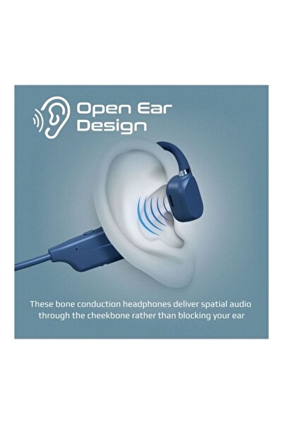 Promate Bone Conduction Earphones, Lightweight, 8H Playback, Mic, Sweatproof, Bluetooth v5.0, Blue