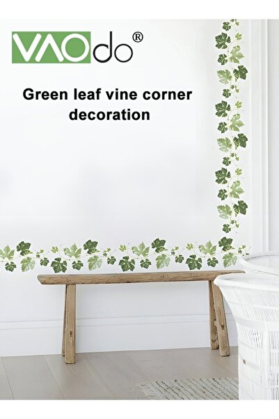 VAODO ملصق حائط على شكل ورقة شجر خضراء من قطعتين مصنوع من مادة البولي فينيل ك...