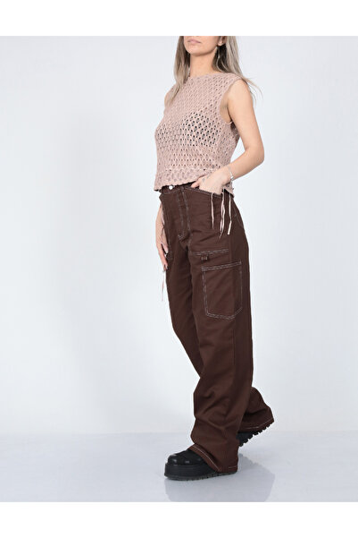 PIECES Pants, Brown