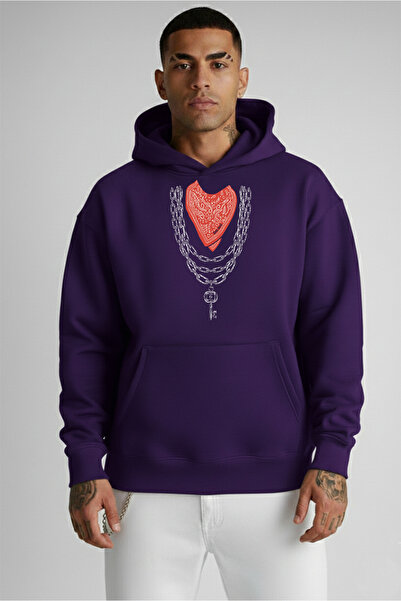 LORVEX Hanorac cu glugă oversize pentru bărbați, imprimat, tricou 100% bumbac...