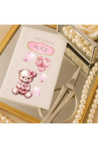 Lion Baskı ve Organizasyon Pembe Ayıcık Temalı İyi Ki Doğdun Peçetesi – Kişiy...