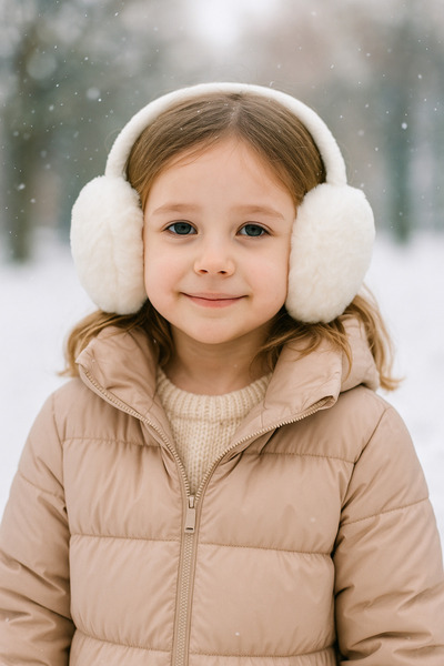 Luminos Butik Ecru Children's Imported Foldable Plush Headphones Klk02