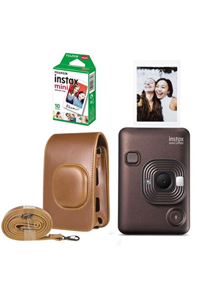 Instax Mini LiPlay Hybrid Deep Bronze Fotoğraf Makinesi 10'lu Film Liplay Uyumlu Çantalı Set