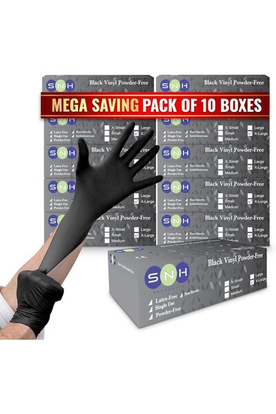 SNH Packing Disposable Vinyl Gloves 100 Units - Powder-Free, Latex-Free
