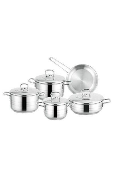Procila طقم أواني طهي استرا من الفولاذ المقاوم للصدأ، مكون من 9 قطع، مع قاعدة حثية من 5 طبقات (كاسيرو 16/20/24 سم)