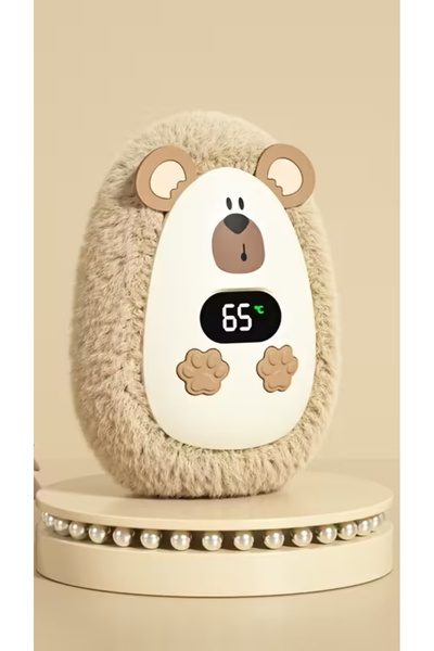 Kevega LED Ekranlı USB Şarjlı El Isıtıcısı – Gri Ayı Modeli