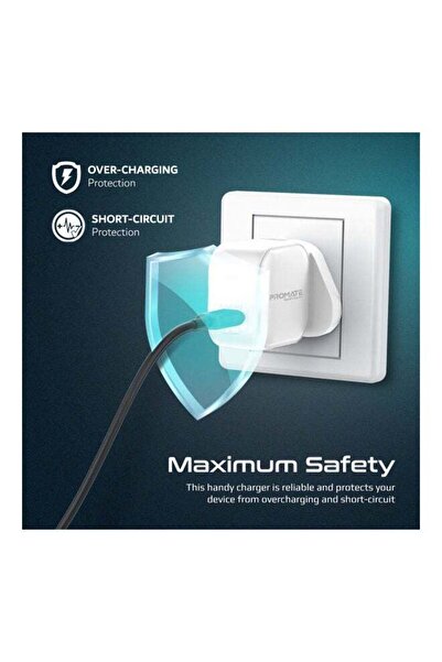 Promate iPhone 15 Charger, 67W Super-Speed USB-C GaNFast Charger White