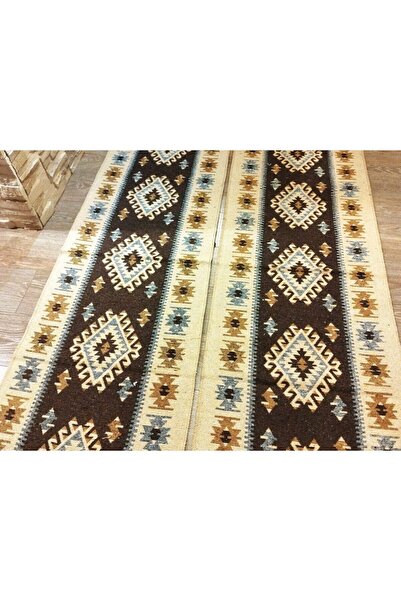 OEM 1+1 Traditional double-sided jute rugs, size 60 x 180 cm, brown and cream, ROMB pattern