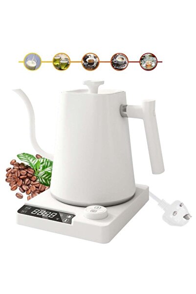 KADRAMA 1000 mL Electric Gooseneck Kettle, 1200W V60 Coffee Kettle , Temperature Control, White