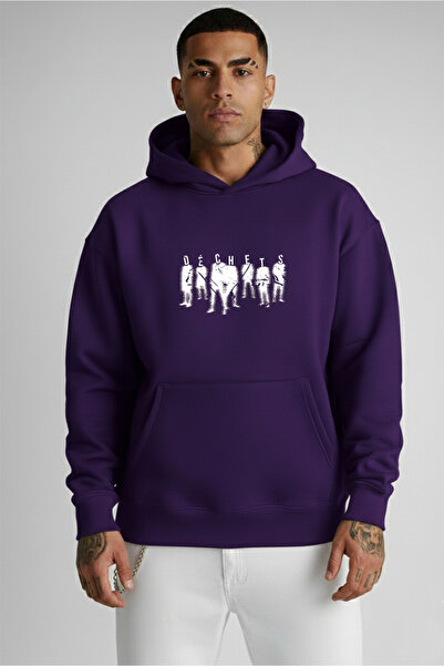 LORVEX Hanorac imprimat tricou Oversize Unisex cu glugă 100% bumbac DECHETS I...