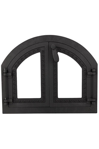 Evotools Ușă de cuptor de grădină cu sticlă, model grecesc 2003, 480 mm, 590 mm