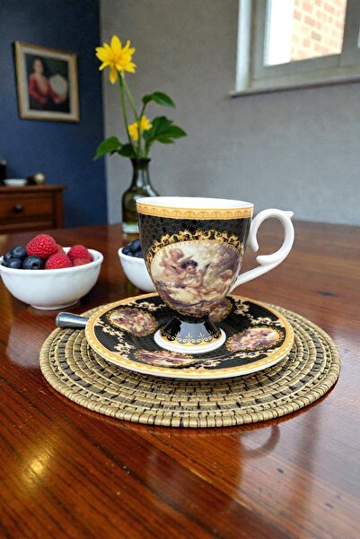 ALBETTO Tek Kişilik Porselen Kahve Fincanı Vintage Kraliyet 539