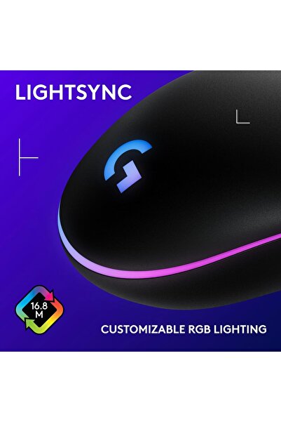 Logitech G Logitech G203 Wired Gaming Mouse, 8,000 DPI, LIGHTSYNC RGB, 6 Programmable Buttons - Black