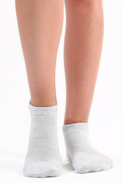 The huez 3-Piece Cotton Anti-Sweat Women's Socks, Soft Booties Socks with Breathable Mesh on the Top Layer (Grey)