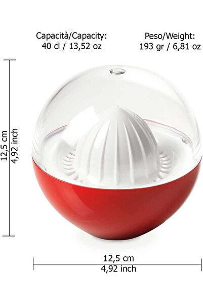 Omada Manual presses and juicers -- MOVIDA 3-piece manual citrus juicer - Red