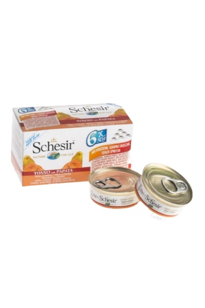 Schesir شيزر طعام رطب للقطط بالتونة والبابايا للقطط 6x50g