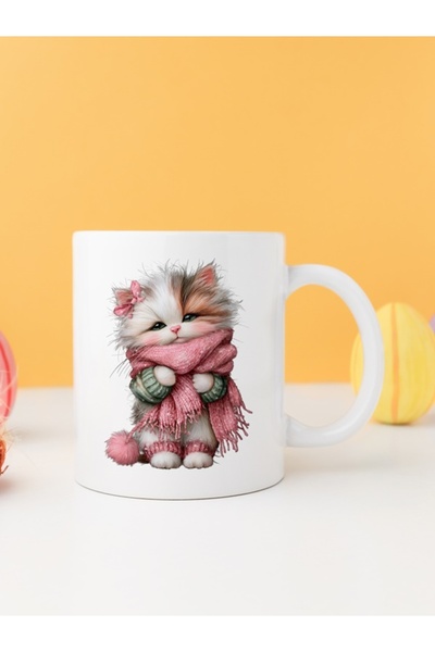 IŞILAY PROMOSYON كوب قهوة لطيف بتصميم قطة الكريسماس موديل 2