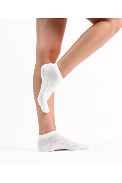 The huez 3-Piece Cotton Anti-Sweat Women's Socks, Soft Booties Socks with Breathable Mesh on the Top Layer (Cream)