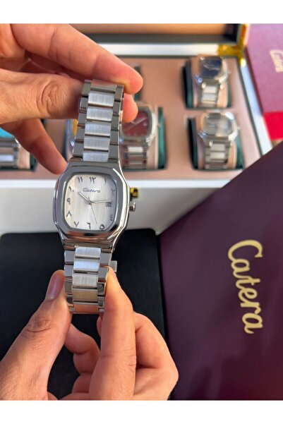 catera Limited-time offer: Men's stainless steel watches, silver case, white and silver dial, navy blue dial, Arabic numerals
