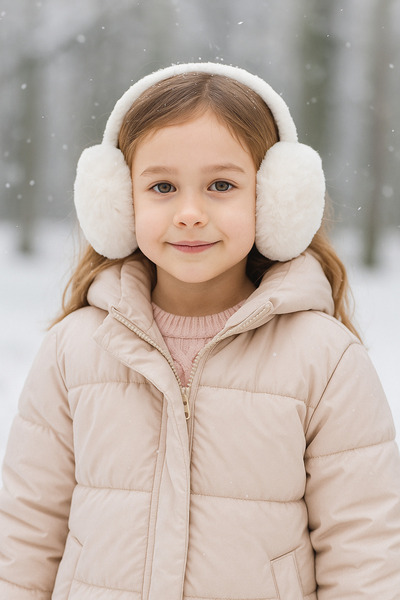 Luminos Butik Ecru Children's Imported Foldable Plush Headphones Klk02